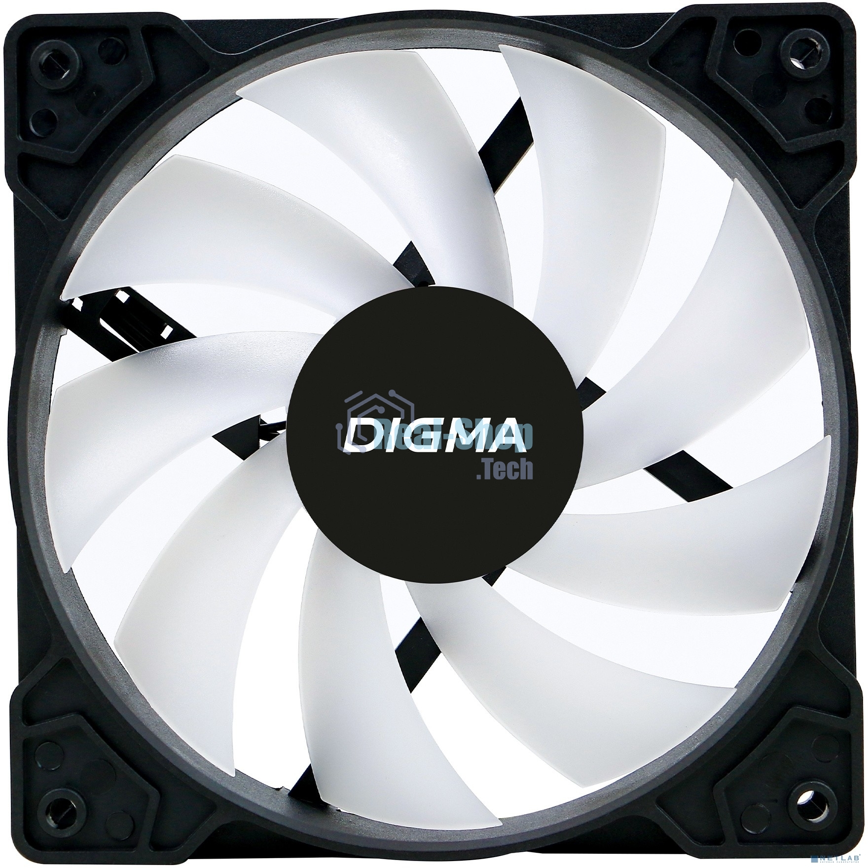 Вентилятор для корпуса Digma DFAN-FRGb1 черный, 120 мм, 1200 об/мин, 23 дБ, 4 pin
