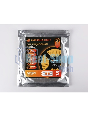Светодиодная лента Ambrella light GS1901 5050 30Led/ 7.2W m/ 12V IP65 3000K/ 5000*10*2.87mm (2 конт.)