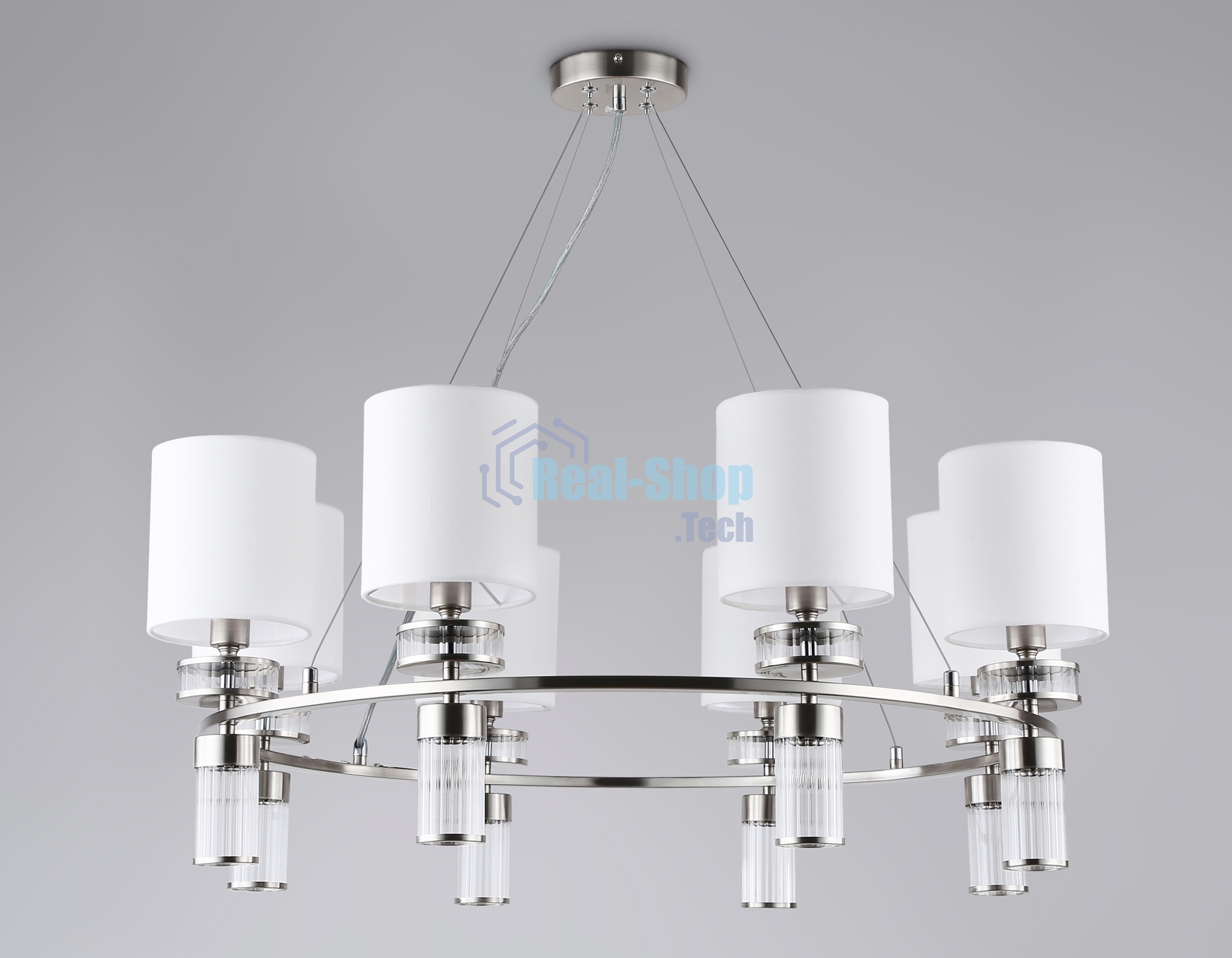 Люстра Ambrella light LH71293/8 SN/WH никель/белый E14/8 max 40W D830*780