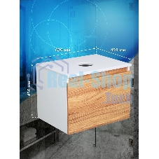 Комплект: тумба Bau Dream Blackwood 60, 1 ящик, Раковина круглая накладная BAU Element D41, мрамор, смеситель Hotel Stil, нерж сталь, выпуск клик клак белый