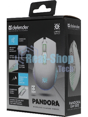 Мышь беспроводная Defender Pandora GM-502 белый, 3200 dpi, радиоканал, USB, кнопки - 7