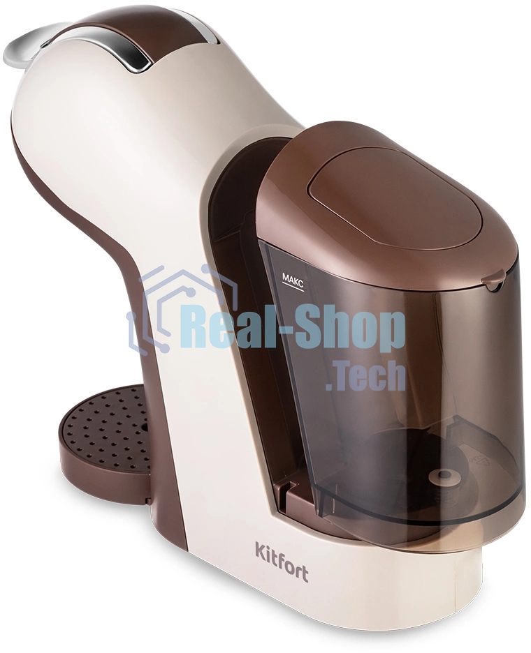 Кофеварка капсульная Kitfort КТ-7448 коричневый/бежевый, исп. кофе - капсулы/молотый, 1 л, 1400 Вт, 19 Бар.