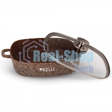 Сковорода-сотейник Kelli KL-4059-28 28 см. 4,5 л ОБЪЕМ 4,5 л из высокопрочного алюминия с гранитным покрытием, с индукционным дном. Силиконовые накладки для ручек съемные. Стеклянная крышка с паровыпуском. Пригодна для всех видов плит, в том числе индукци