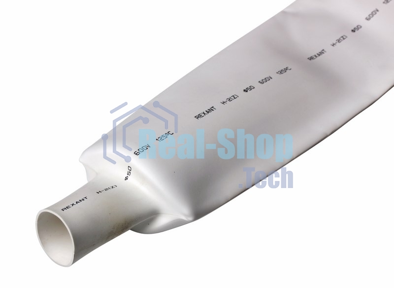 Термоусаживаемая трубка Rexant 50,0/25,0 мм, белая, упаковка 10 шт. по 1 м