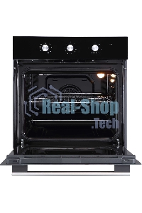 Духовой шкаф встраиваемый полноразмерный Evelux EO 620 B, 60 см, 8 режимов, 65л, черное стекло