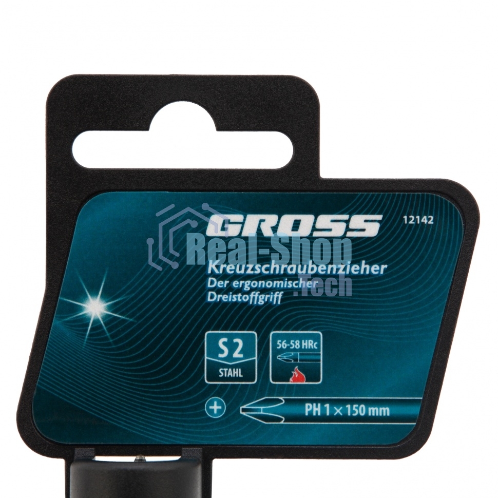Отвертка Gross 12142 PH1 x 150мм S2, трехкомпонентная ручка