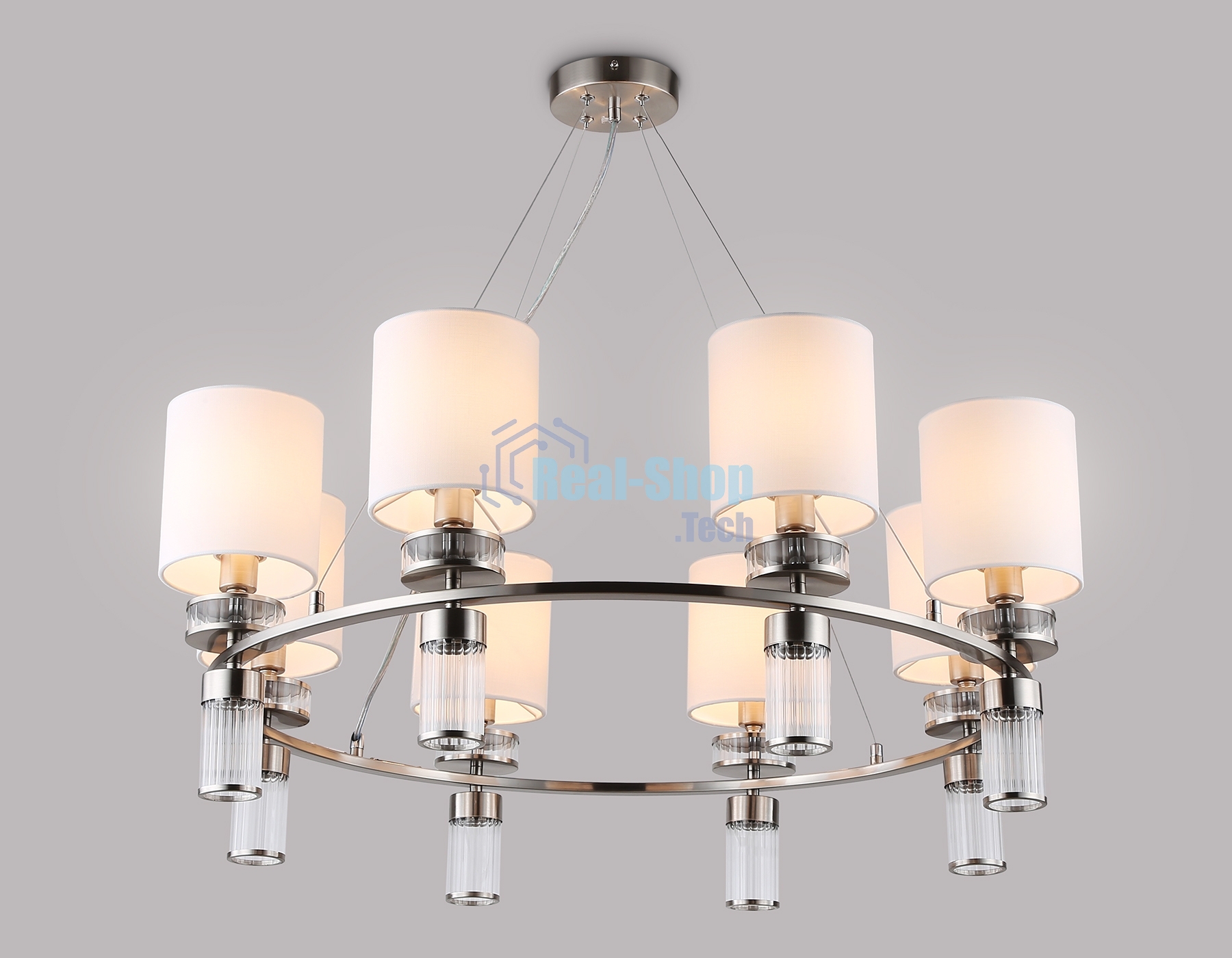 Люстра Ambrella light LH71293/8 SN/WH никель/белый E14/8 max 40W D830*780