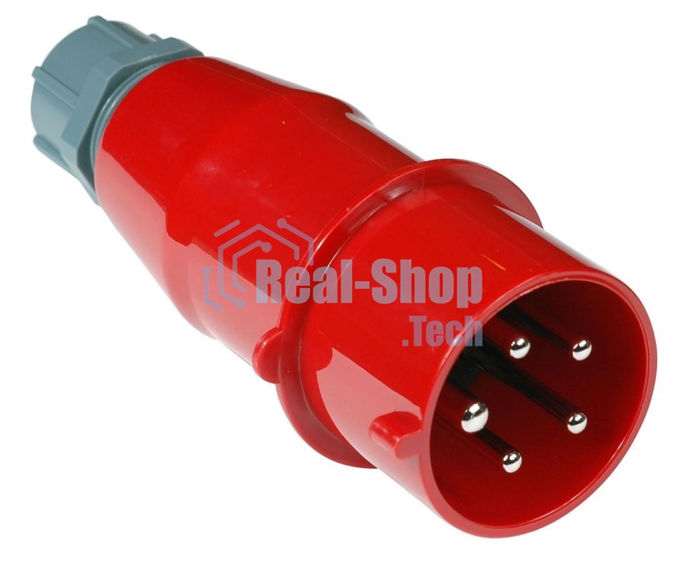 Вилка Lanmaster LAN-IEC-309-32A3P/M трехфазная папа 32A 380V разборная красная