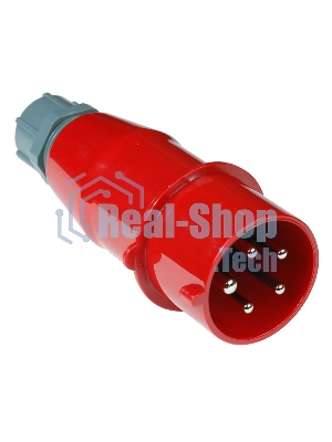 Вилка Lanmaster LAN-IEC-309-32A3P/M трехфазная папа 32A 380V разборная красная