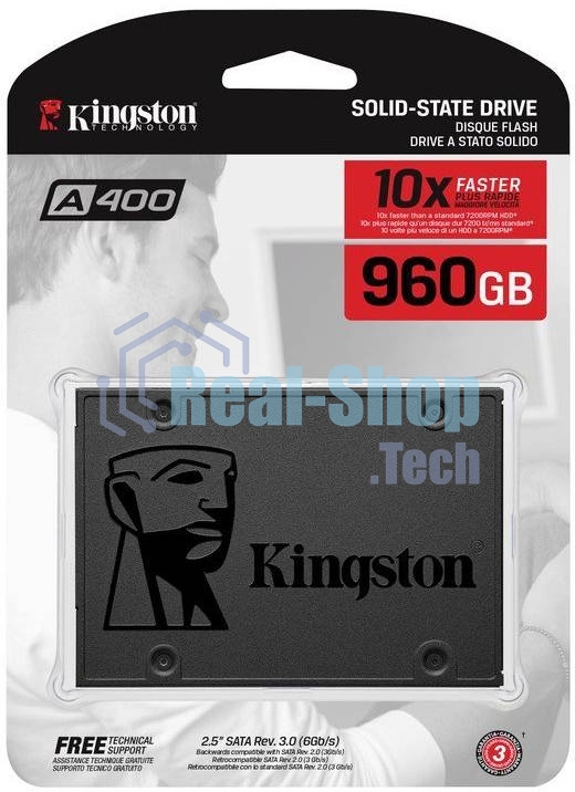 Накопитель SSD Kingston A400, 960Gb, SATA III, 2.5