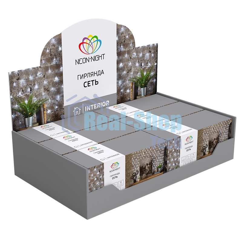 Гирлянда Neon-night Сеть с контроллером 1.5х1.5м 150 LED мульти. прозрачный провод 12Вт 220В IP20