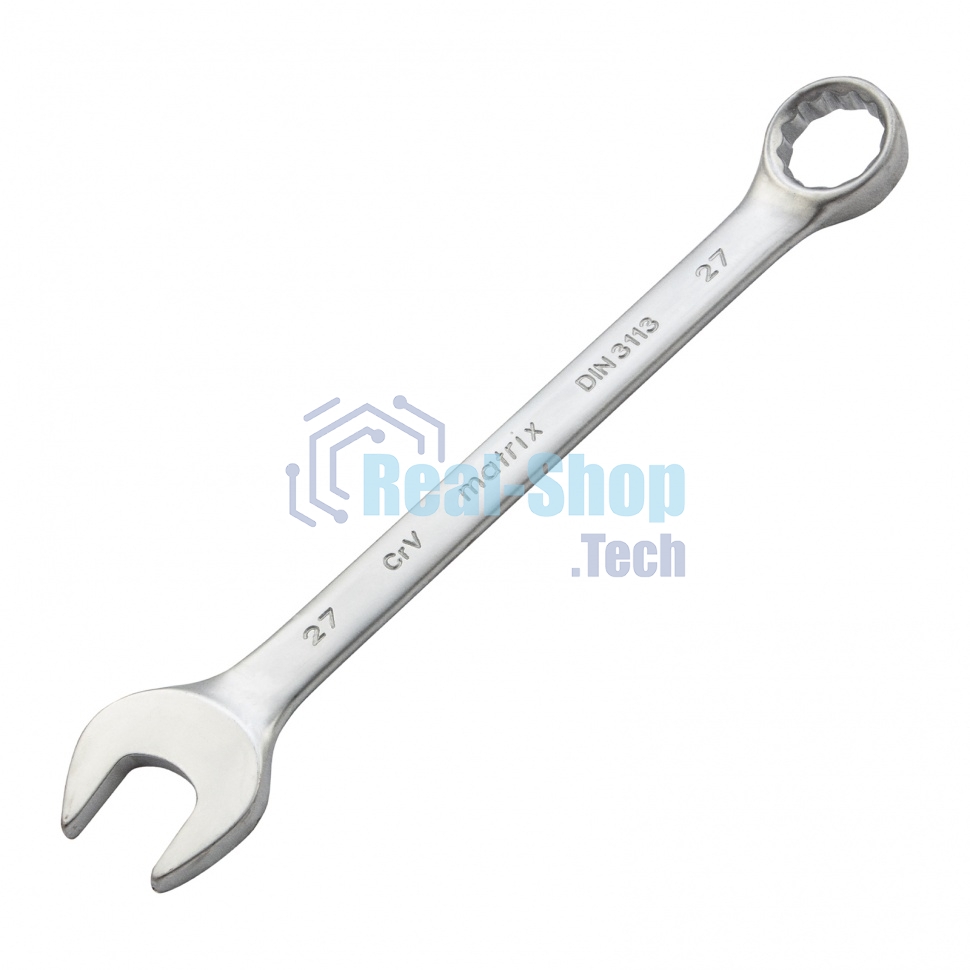 Ключ Matrix комбинированный, 27 мм, CrV, матовый хром