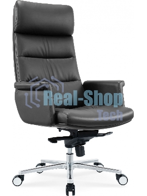 Кресло Cactus CS-LBK-AMSTERDAM черный, кожа, 120 кг, подголовник, механизм качания