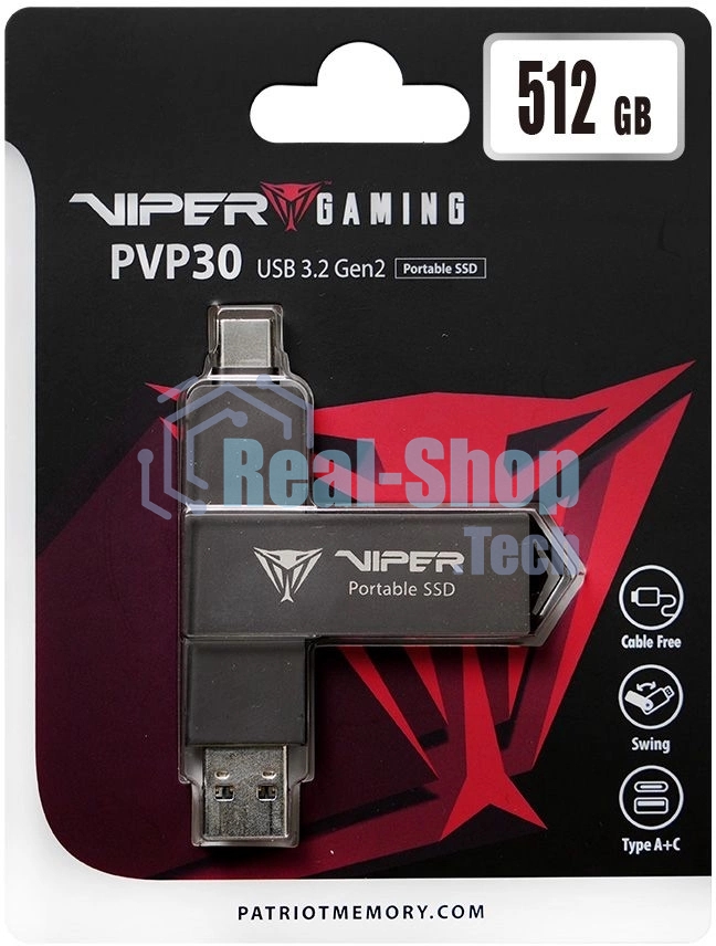Накопитель SSD Patriot Viper PVP30 USB3.2 Gen2 512GB PVP30512G28UDG 2.5