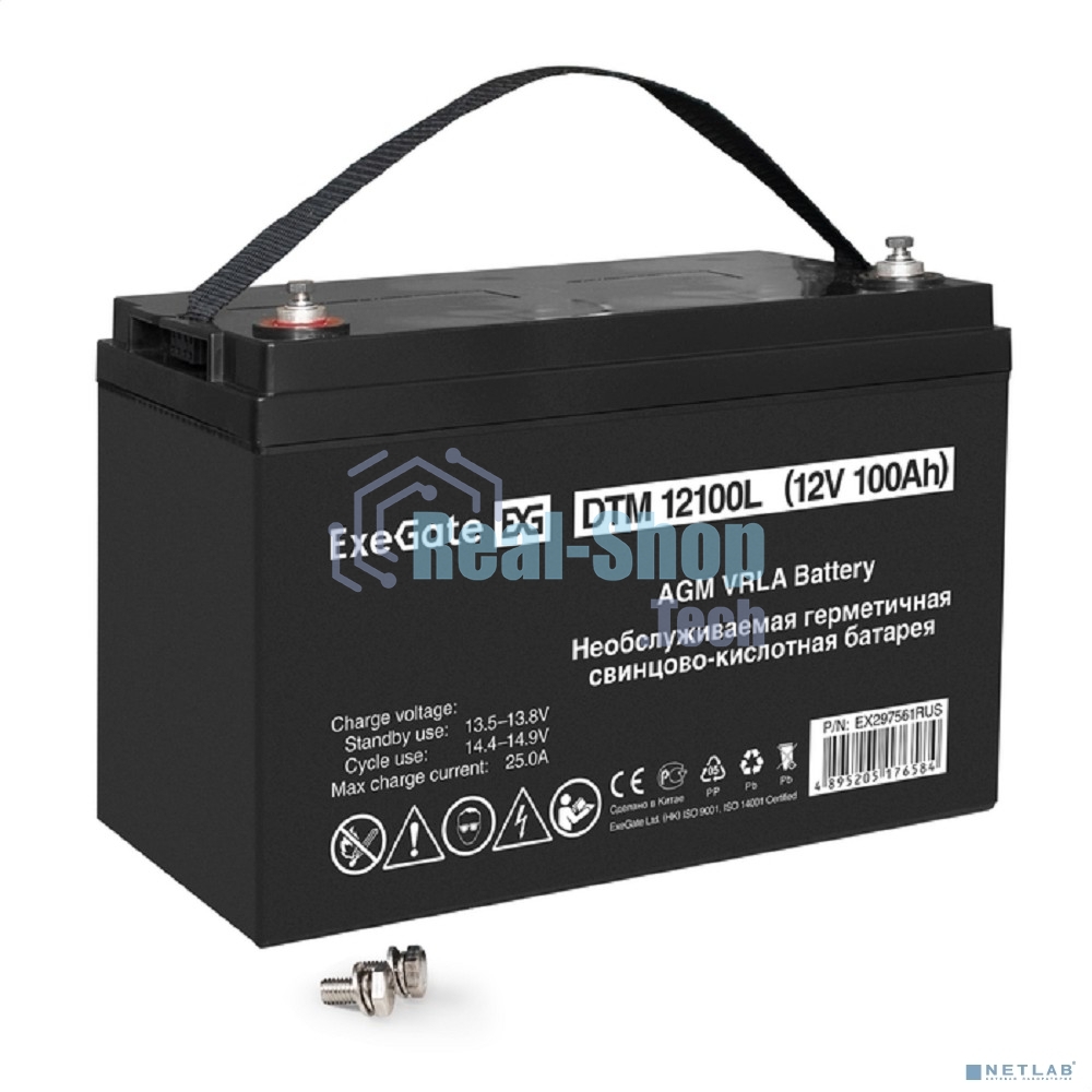 Аккумуляторная батарея ExeGate DTM 12100L (12V 100Ah, болт М6)