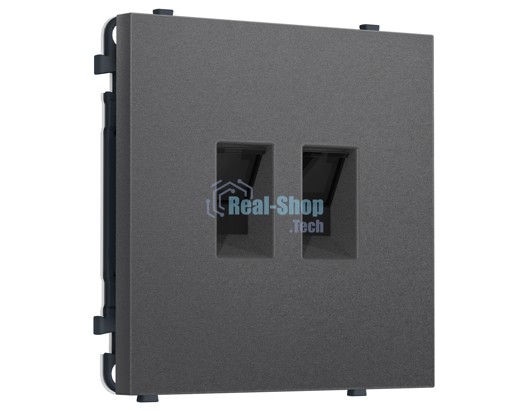 Комплект механизма компьютерной двойной розетки SIGMA Антрацит серый RJ-45 (8P8C) CAT6 с/ш QUANT PRO (SP6621, PR189)