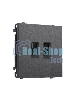 Комплект механизма компьютерной двойной розетки SIGMA Антрацит серый RJ-45 (8P8C) CAT6 с/ш QUANT PRO (SP6621, PR189)