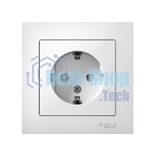 Розетка AtlasDesign с заземл. защ. шторки 16А в сборе белый SchE ATN000144