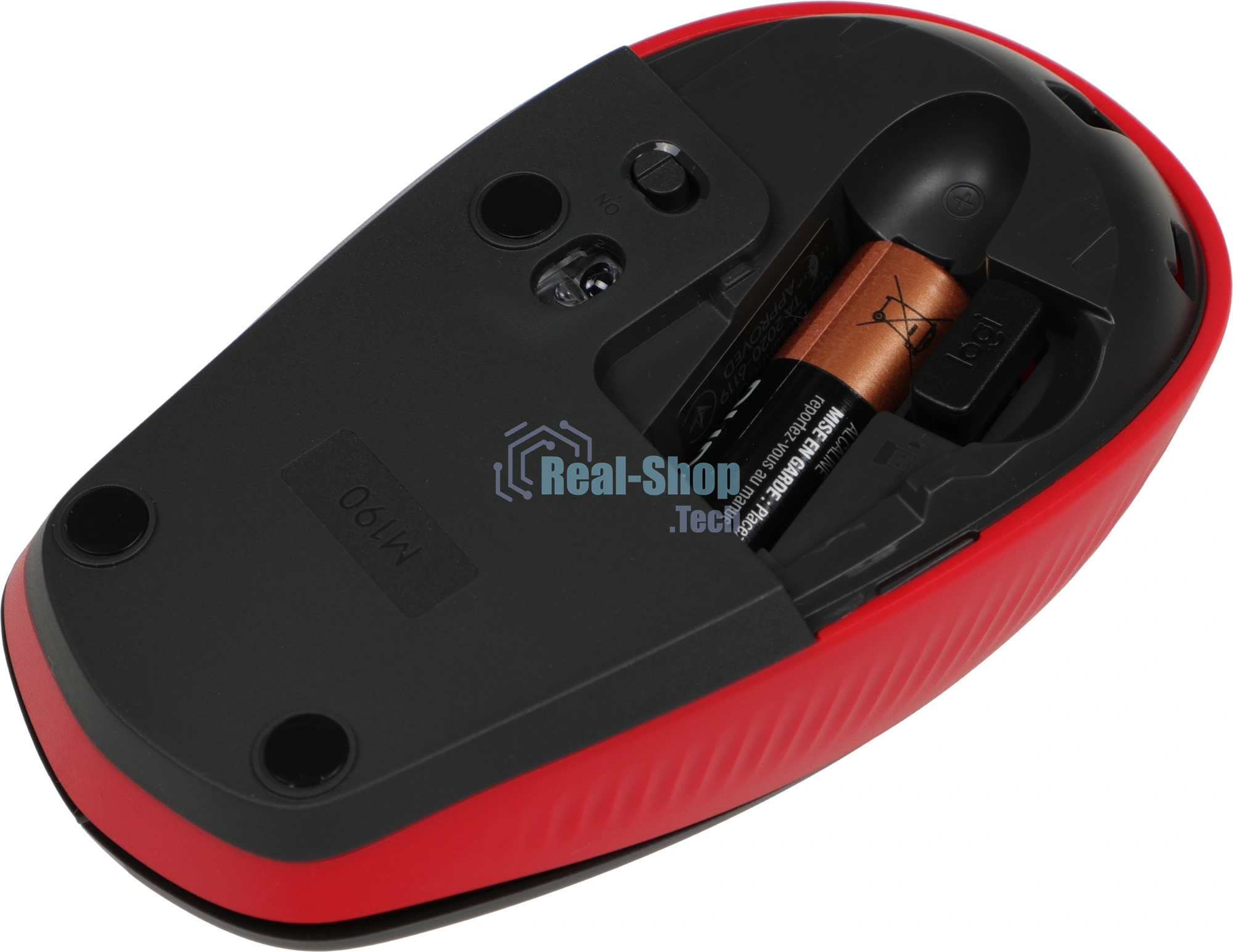 Мышь беспроводная Logitech M190 черный/красный, 1000 dpi, радиоканал, USB, кнопки - 3