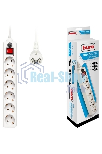 Сетевой фильтр Buro 600SH-5-W 5 м (6 розеток) белый (коробка)