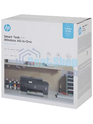 МФУ струйное HP Smart Tank 615 AiO (Y0F71A), A4, цветной, печ. до 22 стр/мин. (ч/б) до 16 стр/мин. (цвет), скан. до 5 стр/мин. (ч/б) 3 стр/мин. (цвет), 1200 x 1200 dpi (ч/б печать, скан.) 1200 x 4800 dpi (печать цвет), USB, Wi-Fi, BlueTooth, Air Print, Mopria