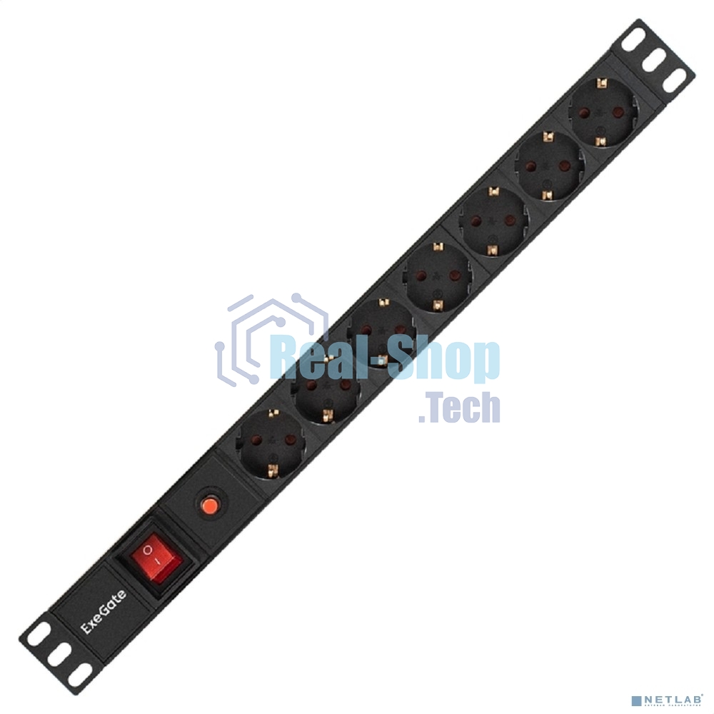 Блок розеток горизонтальный ExeGate ServerPro PDU-19H702 Al-7S-C14-SW-O, 19