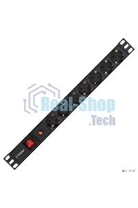 Блок розеток горизонтальный ExeGate ServerPro PDU-19H702 Al-7S-C14-SW-O, 19