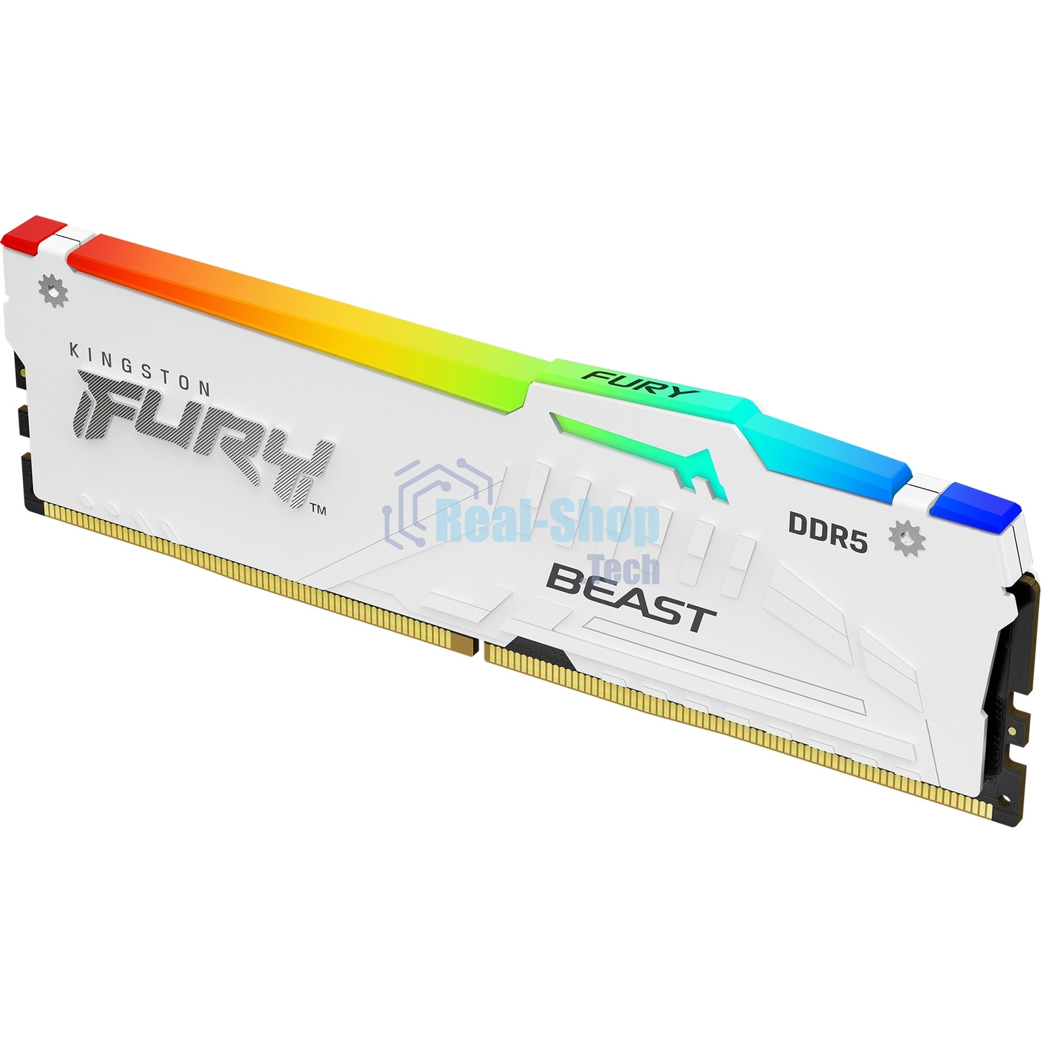 Оперативная память Kingston Fury Beast, DDR5, 16Gb (1x16Gb), 6000MHz, CL36, DIMM, с радиатором, RGB, белый