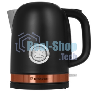 Чайник электрический BRAYER BR1005BK 2200 Вт.1.7 л, STRIX, сталь окраш, термометр, черный