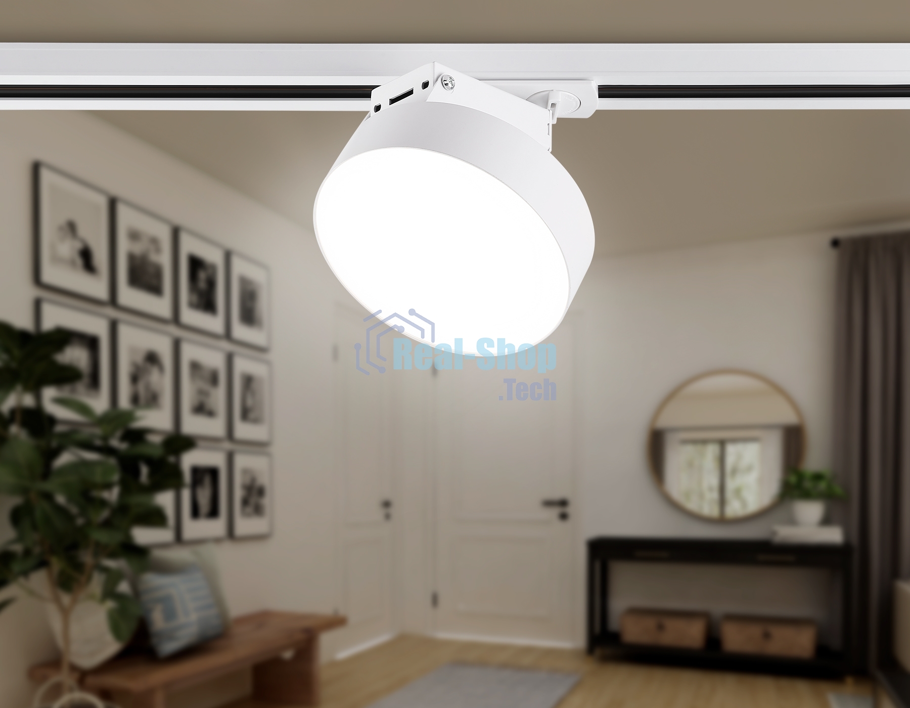 Трековый однофазный светодиодный светильник Ambrella light GL6837 WH белый LED 15W 4200K D115*80