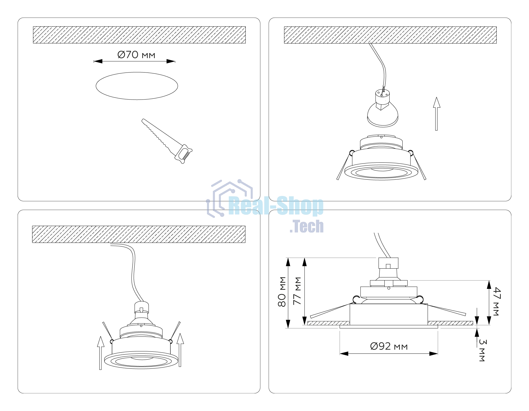 Встраиваемый точечный светильник Ambrella light TN102825 BK/GD черный/золото GU5.3 D92*50