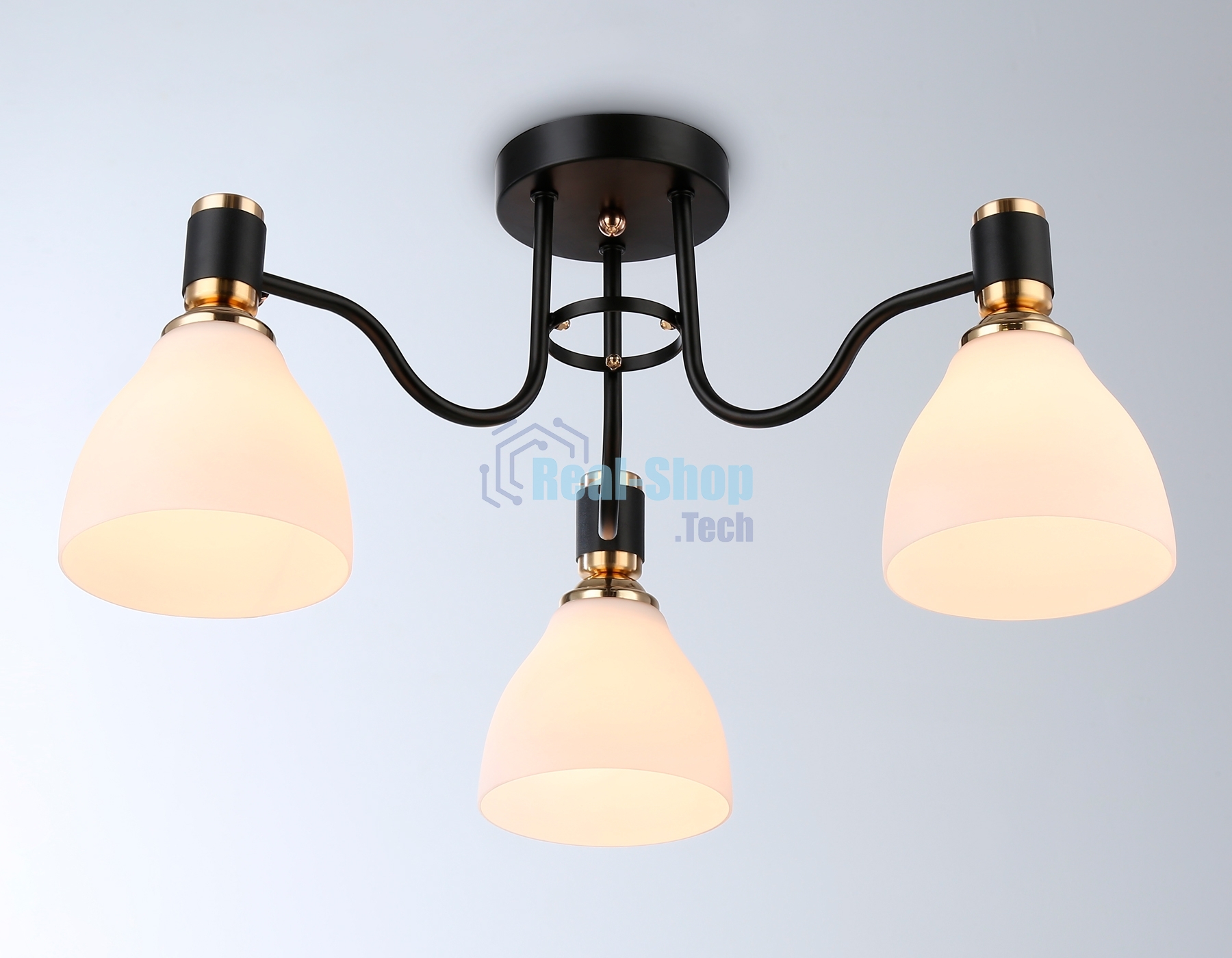 Светильник Ambrella light TR303303/3 BK/GD/FR черный/золото/белый матовый E27*3 max 60W D600*270