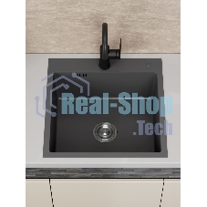 Мойка кухонная из нержавеющей стали BAUEDGE SOUL КТ5050В NANO BLACK, сифон EASY CLEAN в комплекте.
