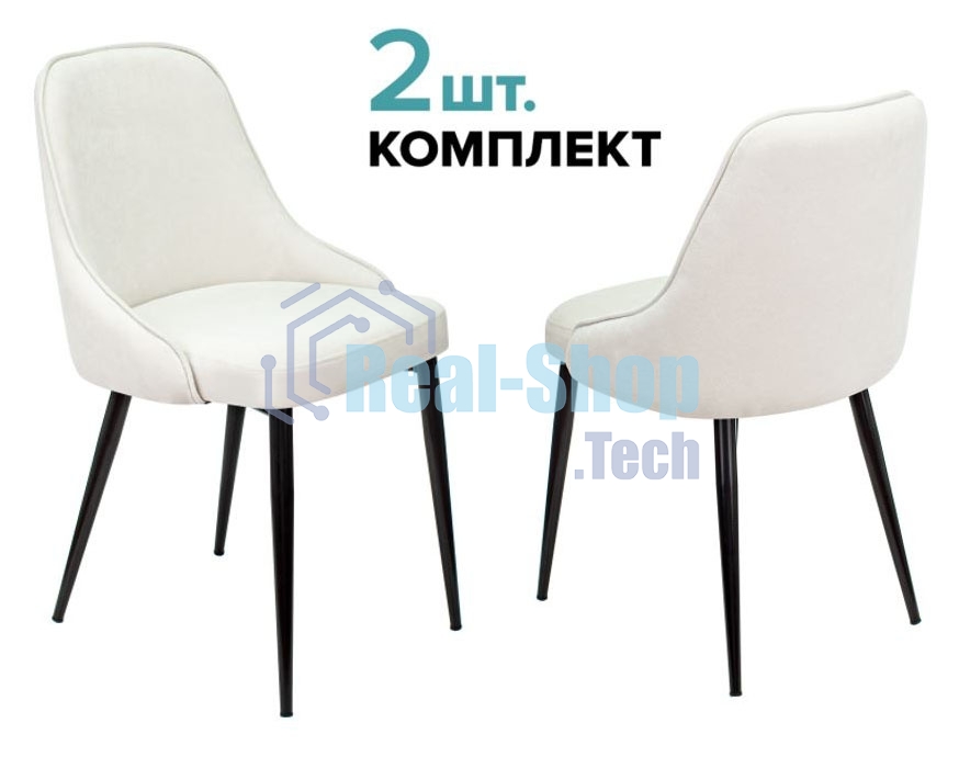 Стул для кухни Бюрократ KF-5_2 Velvet 20 комплект 2 шт, молочный, металл черный на ножках