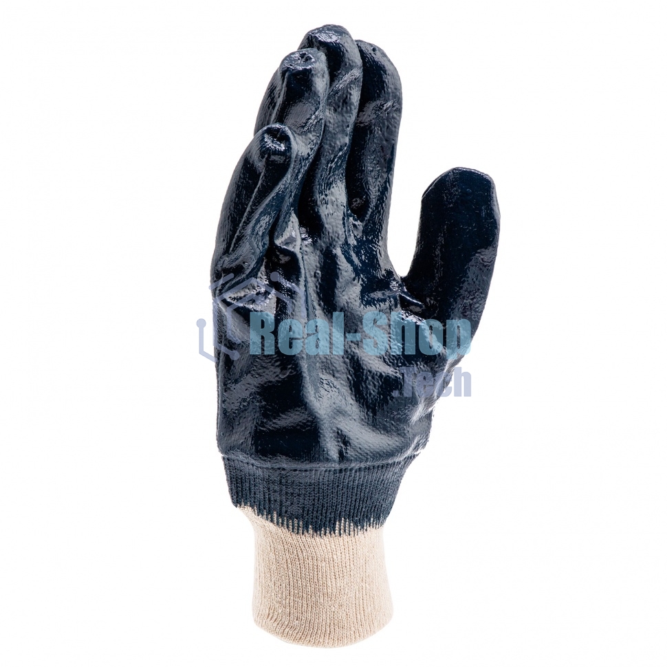 Перчатки трикотажные Сибртех с обливом из бутадиен-нитрильного каучука, манжет, L