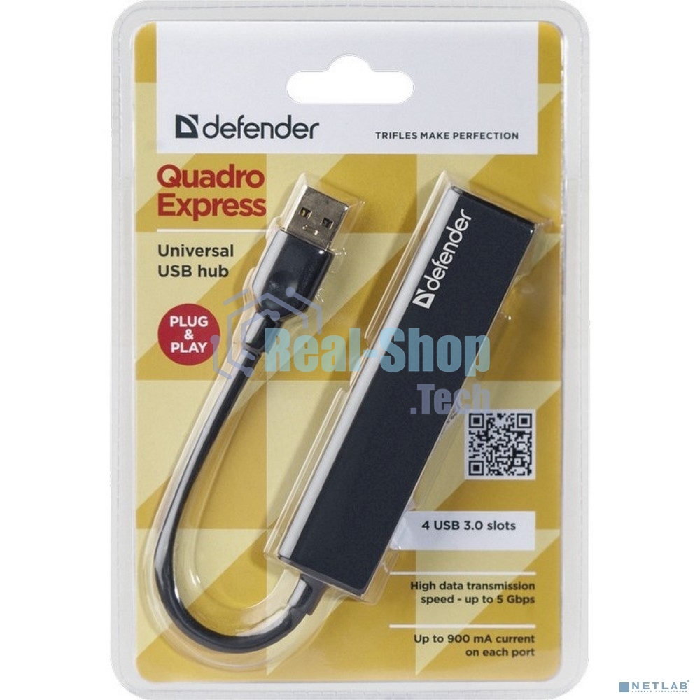 USB-концентратор Defender Quadro Express, USB 3.0, USB 4 порта, USB