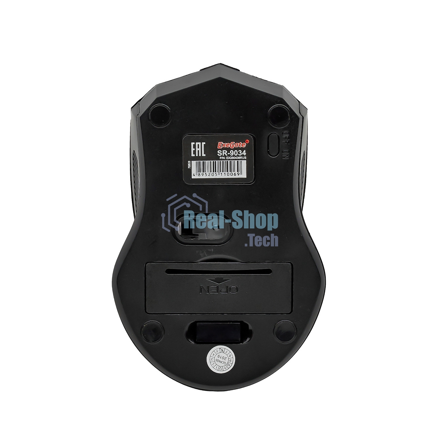 Мышь беспроводная ExeGate SR-9034 черный, 1600 dpi, радиоканал, USB, кнопки - 4
