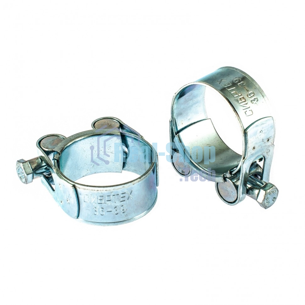 Хомуты металлические Сибртех, силовые 36-39 мм, ширина 20 мм, шарнирные, W1, 2 шт. 47523