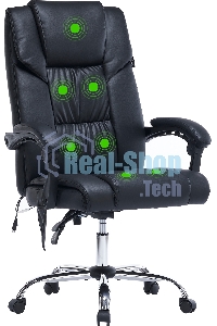 Кресло офисное Cactus CS-CHR-OC02M-BK черный, эко.кожа, крестов. сталь