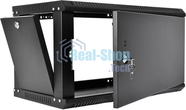 Шкаф телекоммуникационный настенный разборный ЦМО ЭКОНОМ 9U (600 x 520) дверь металл, черный (ШРН-Э-9.500.1-9005)