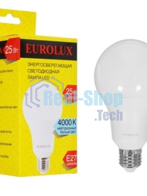 Лампа светодиодная EUROLUX LL-E-A80-25W-230-4K-E27 груша