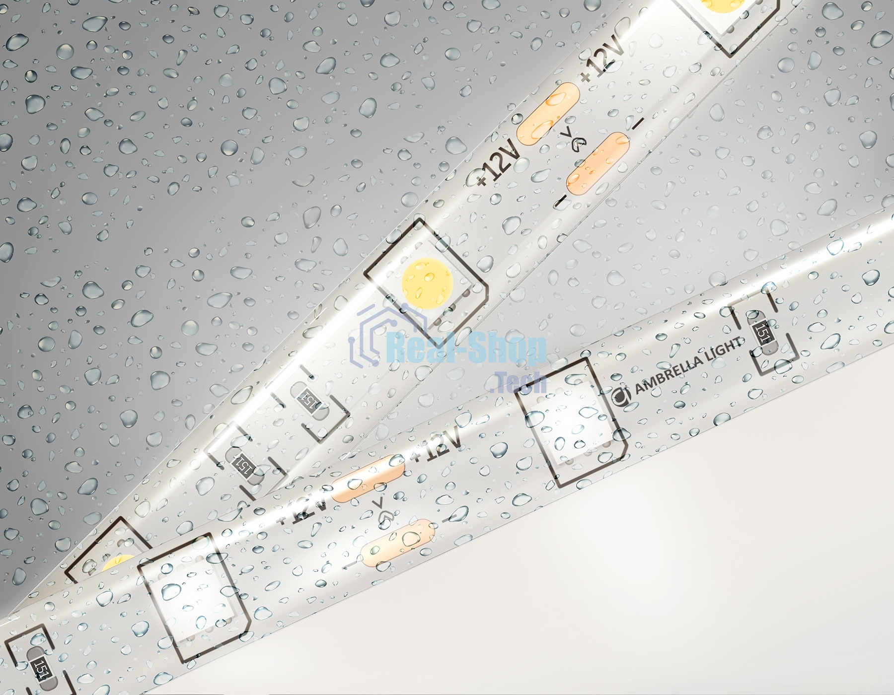 Светодиодная лента Ambrella light GS1902 5050 30Led/ 7.2W m/ 12V IP65 4500K/ 5000*10*2.87mm (2 конт.)