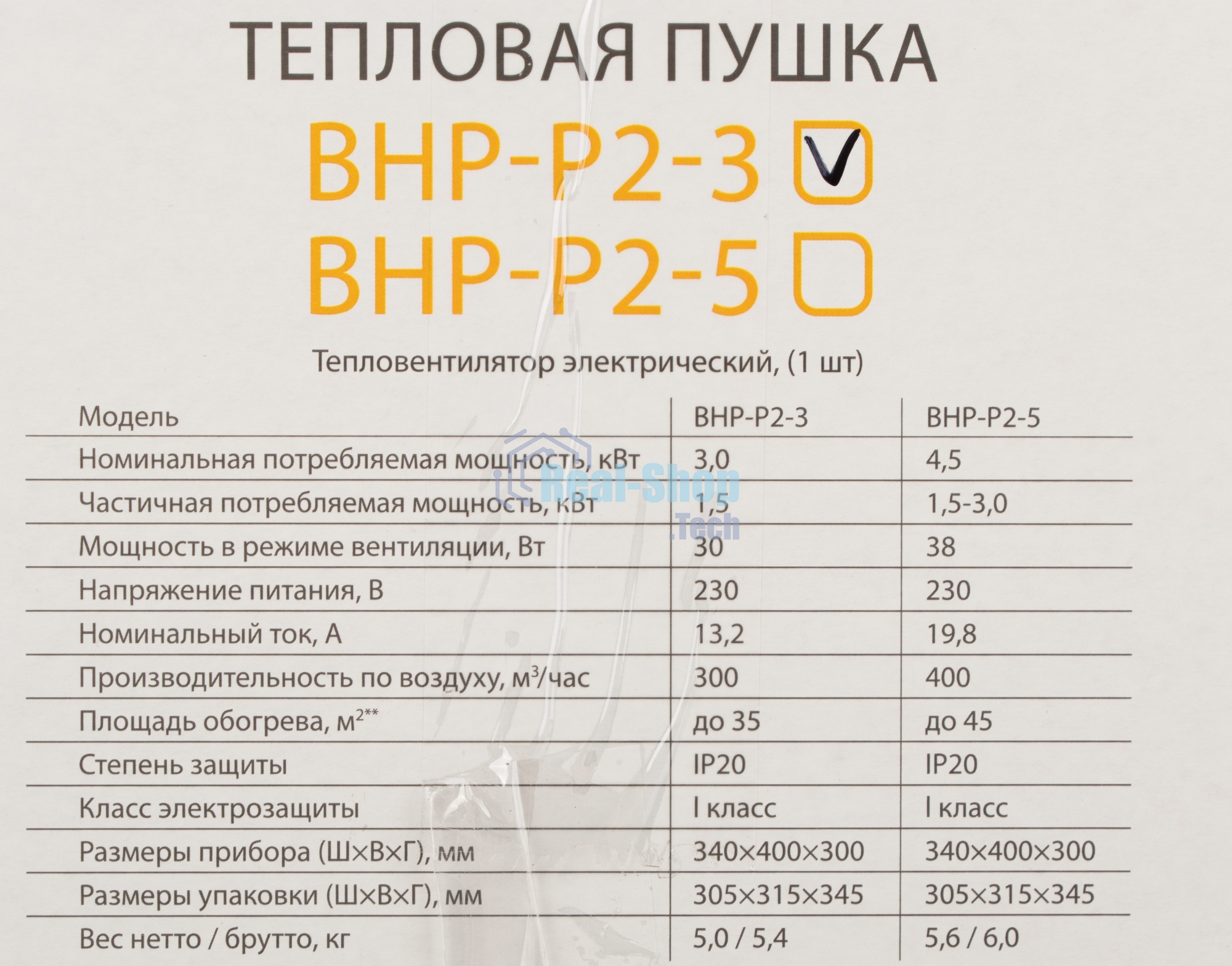 Тепловая пушка электрическая Ballu Prorab 2 BHP-P2-3 желтый