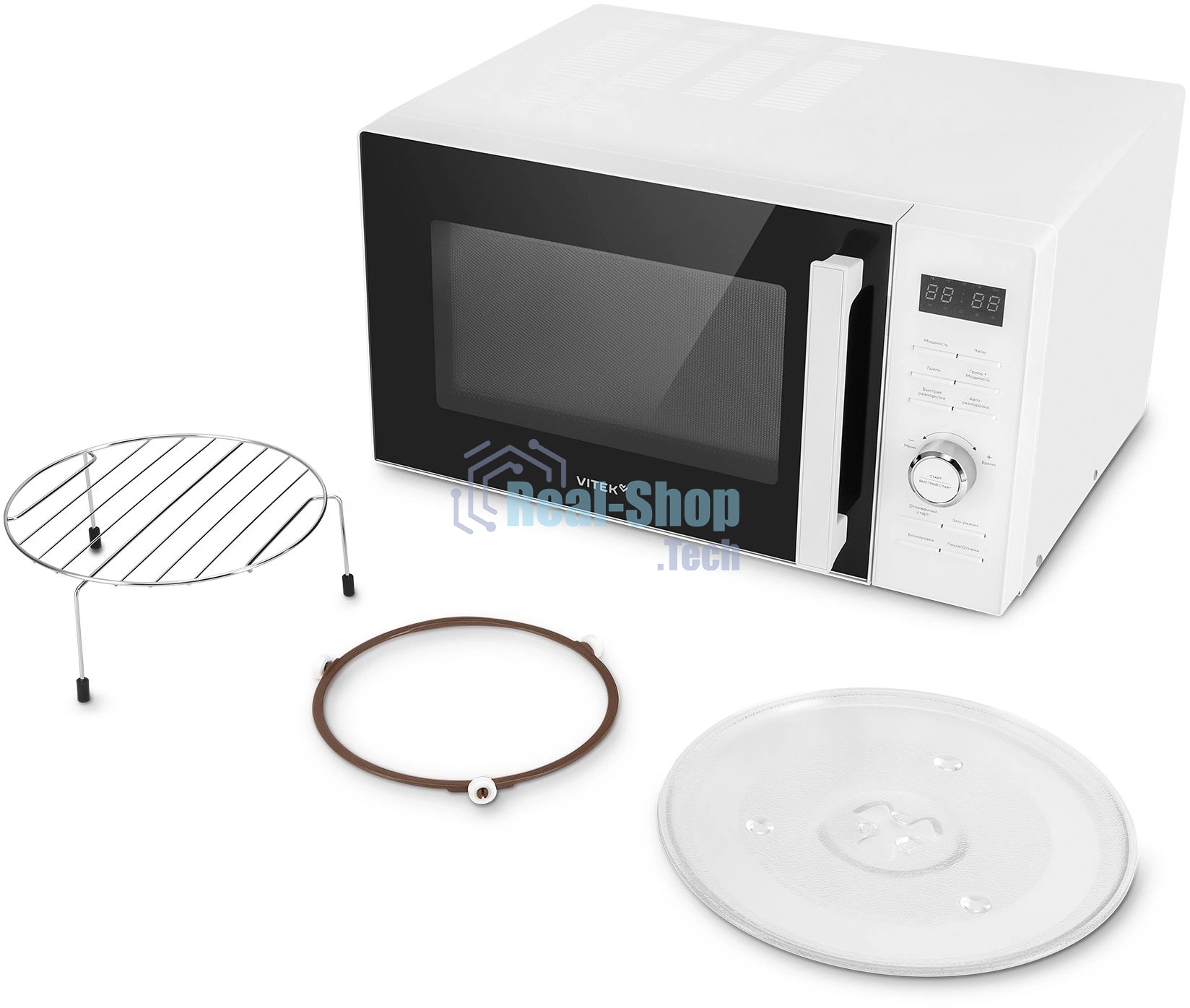 Микроволновая печь Vitek VT-MW1825 белый, 25 л, 900 Вт, переключатели - кнопки, поворотный механизм