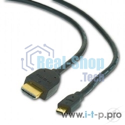 Кабель Cablexpert HDMI-micro HDMI CC-HDMID-6, 19M/19M, v2.0, медь, позол.разъемы, экран, 1.8м, черный, пакет