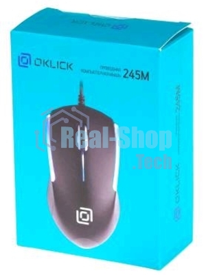 Мышь проводная Oklick 245M черный, 1000 dpi, USB, кнопки - 3