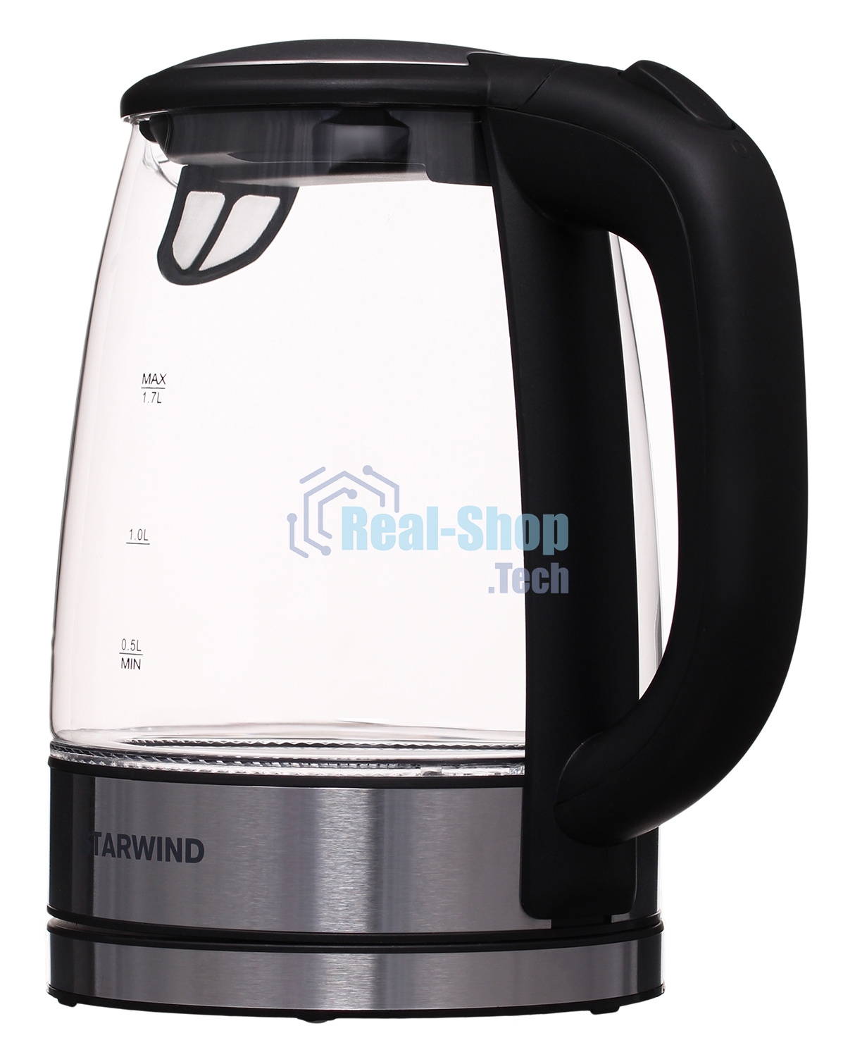 Чайник электрический Starwind SKG5210 1.7л. 2200Вт черный/серебристый (корпус: стекло)