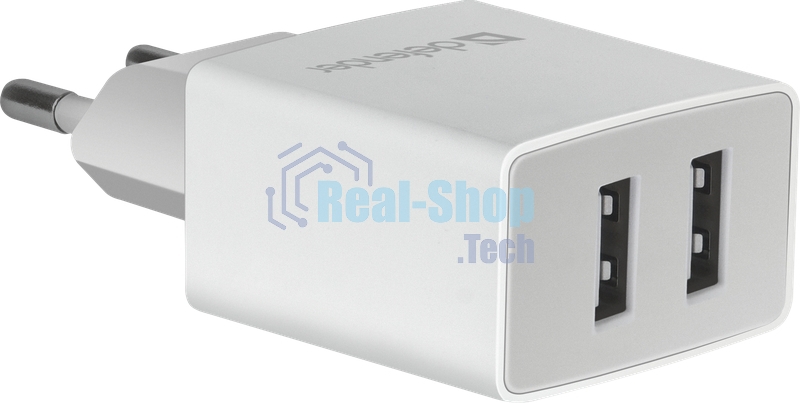 Сетевой адаптер Defender 2xUSB, 2.1А, белый (UPA-22)