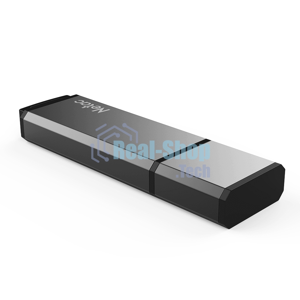 Флешка USB Netac U351, NT03U351N-256G-30BK, 256Gb, USB 3.0, с колпачком, металлическая черная