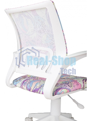 Кресло детское Бюрократ BuroKIDS 1 W мультиколор луна розовая крестов. пластик пластик белый